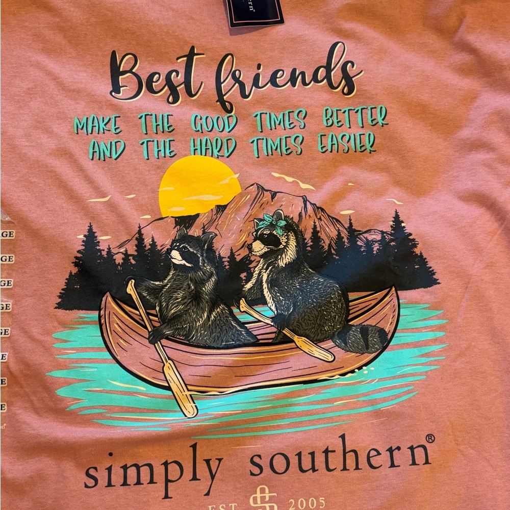 Simply Southern XXL Best Friends Long Sleeve T-Shirt Lake Raccoon Trash Panda